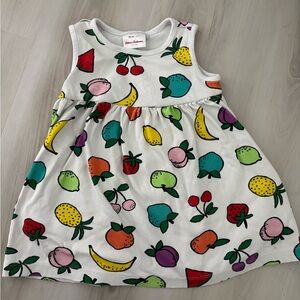 Hanna Andersson Sleeveless White Dress with Fruit Print *stained*